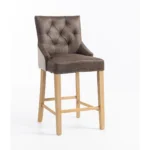 Jenna Two Tone Bar Stool - Nutmeg PU & Natural Chenille - Image 1