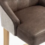 Jenna Two Tone Bar Stool - Nutmeg PU & Natural Chenille - Image 2
