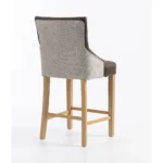 Jenna Two Tone Bar Stool - Nutmeg PU & Natural Chenille - Image 3