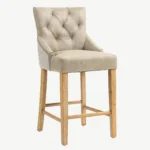 Jenna Two Tone Bar Stool - Mink PU & Natural Chenille - Image 1