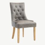 Jenna Two Tone Dining Chair - Steel PU & Grey Chenille - Image 1