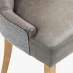 Jenna Two Tone Dining Chair - Steel PU & Grey Chenille - Image 2