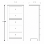 Rathlin 5 Drawer Narrow Chest - White - Image 3