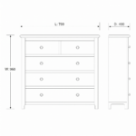 Rathlin 2 Over 3 Drawer Chest - White - Image 2