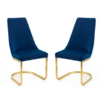 Viterra Cantilever Dining Chair (Pair) - Blue & Gold - Image 2