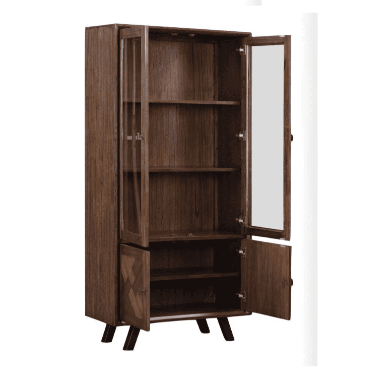 Nevada 4 Door Display Cabinet - Dark Wood - Image 2