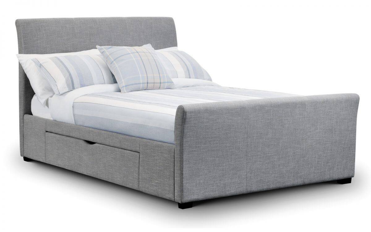 Azzurro 4ft6 Bedframe with 2 Drawers - Light Grey - Image 2