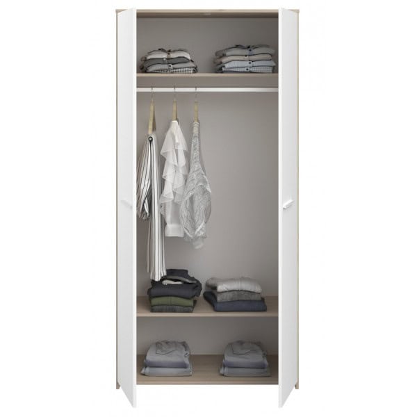 Parisot Finland 2 Door Wardrobe - Oak & White - Image 4