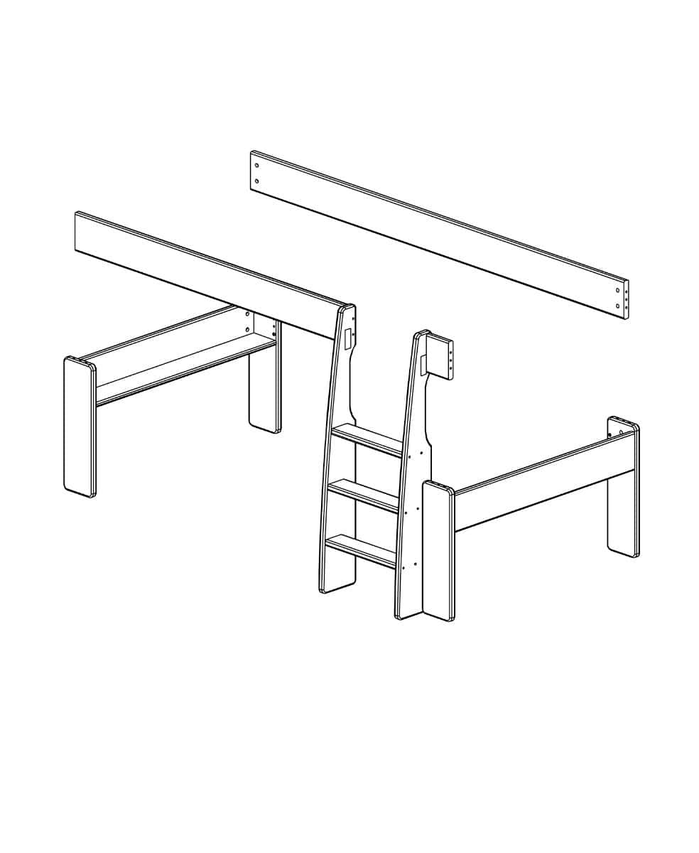 For Kids Single Bed to Midsleeper Kit - White - Image 2