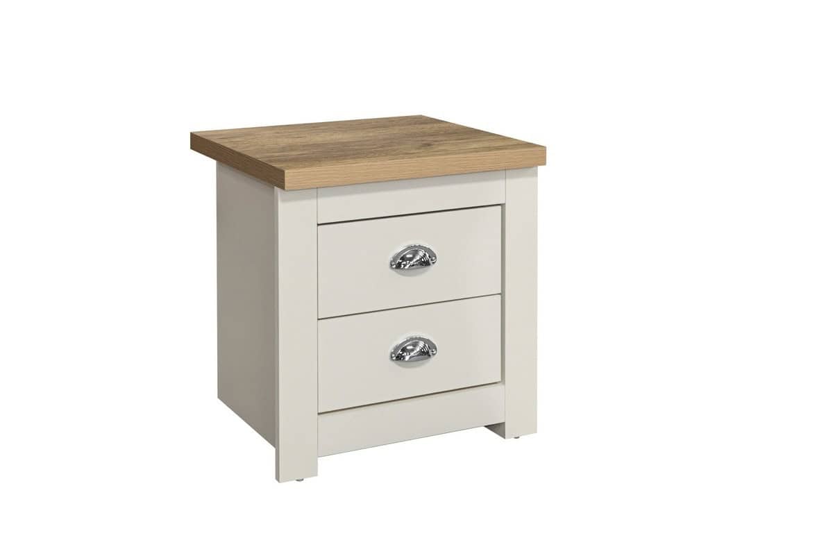 Highgate 2 Drawer Bedside - Cream & Oak - Image 3