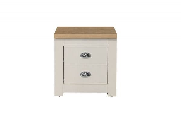 Highgate 2 Drawer Bedside - Cream & Oak - Image 4