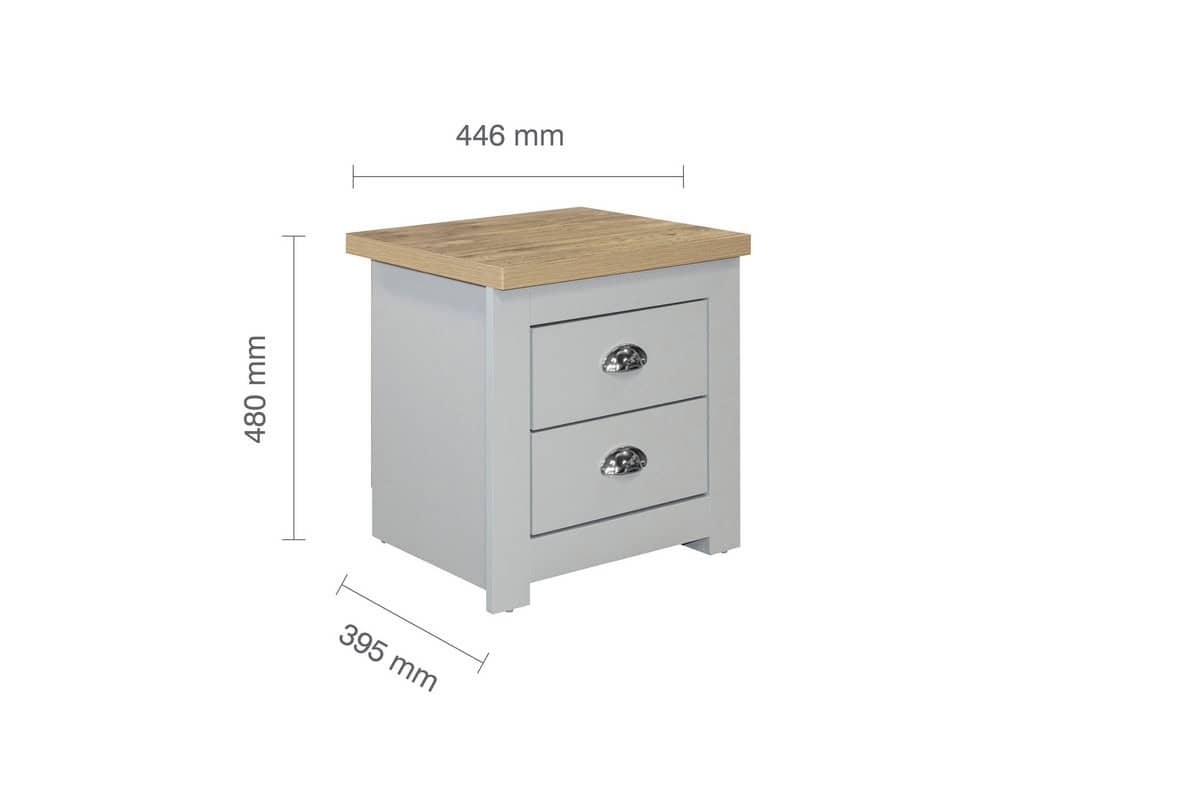 Highgate 2 Drawer Bedside - Grey & Oak - Image 7