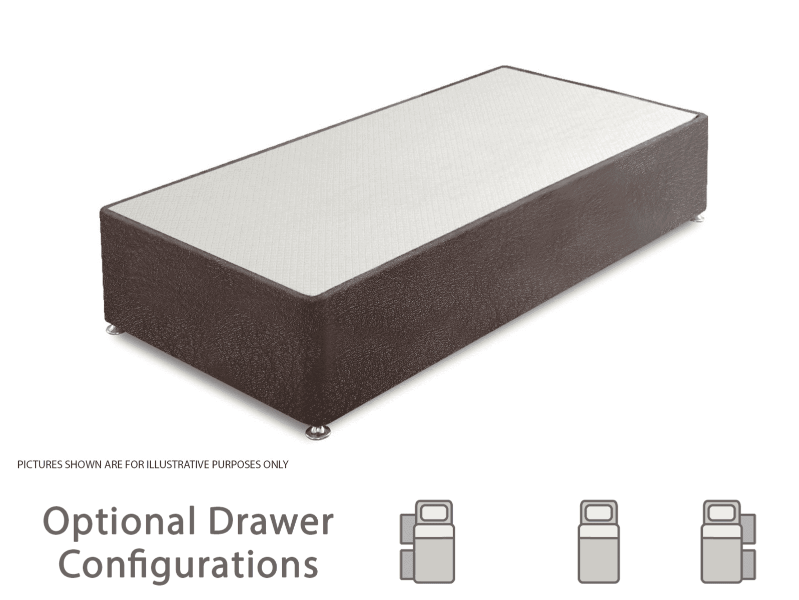 Granada 3ft Divan Base - Brown Faux Leather - Image 2