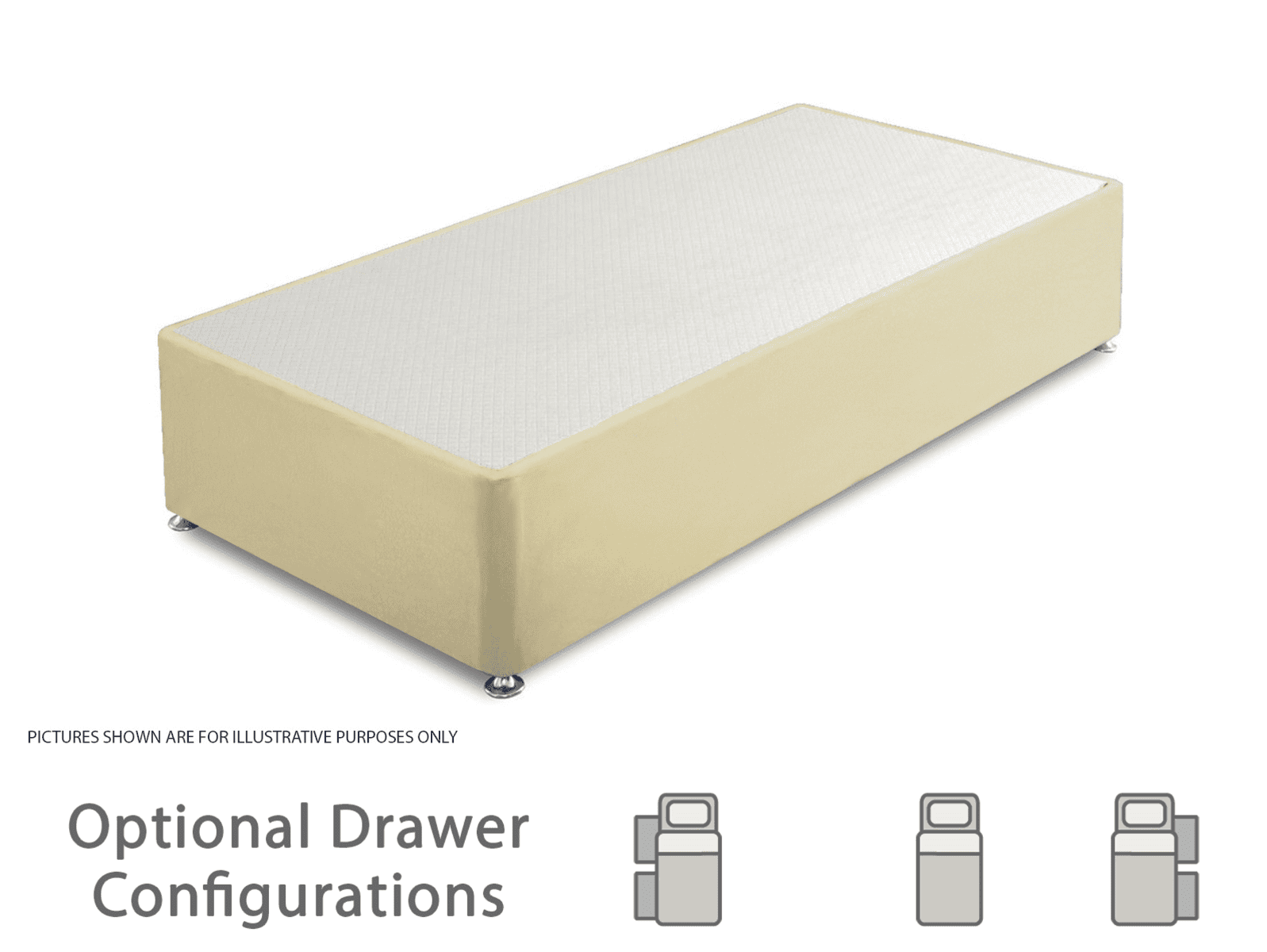 Granada 3ft Divan Base - Cream Faux Leather - Image 2