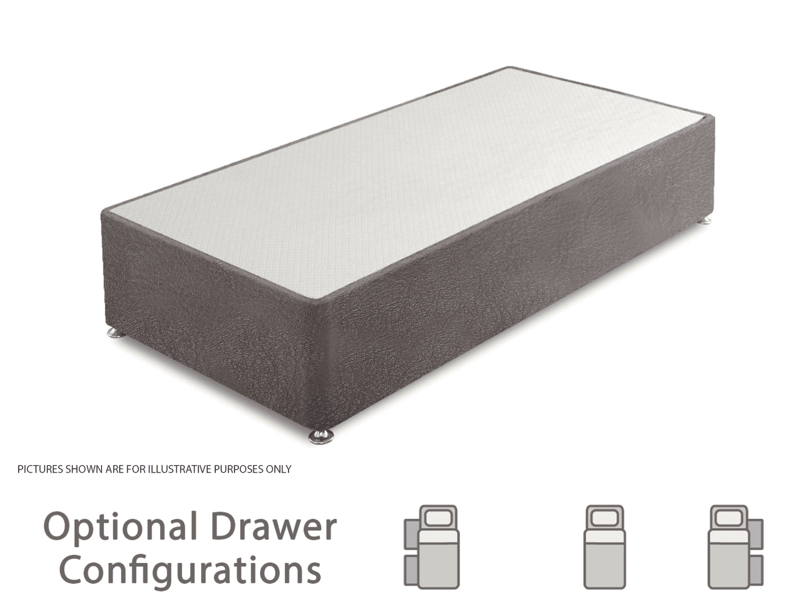 Granada 3ft Divan Base - Grey Faux Leather - Image 2