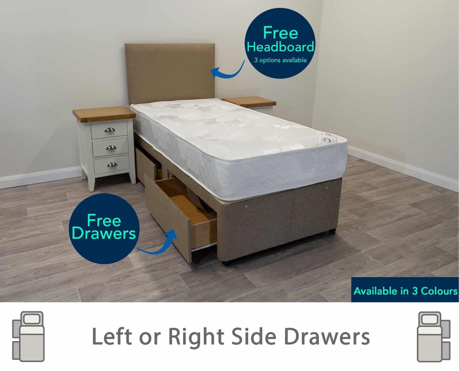 3ft Gold Dream Mattress with 2 FREE Drawers Base & Headboard - Image 4