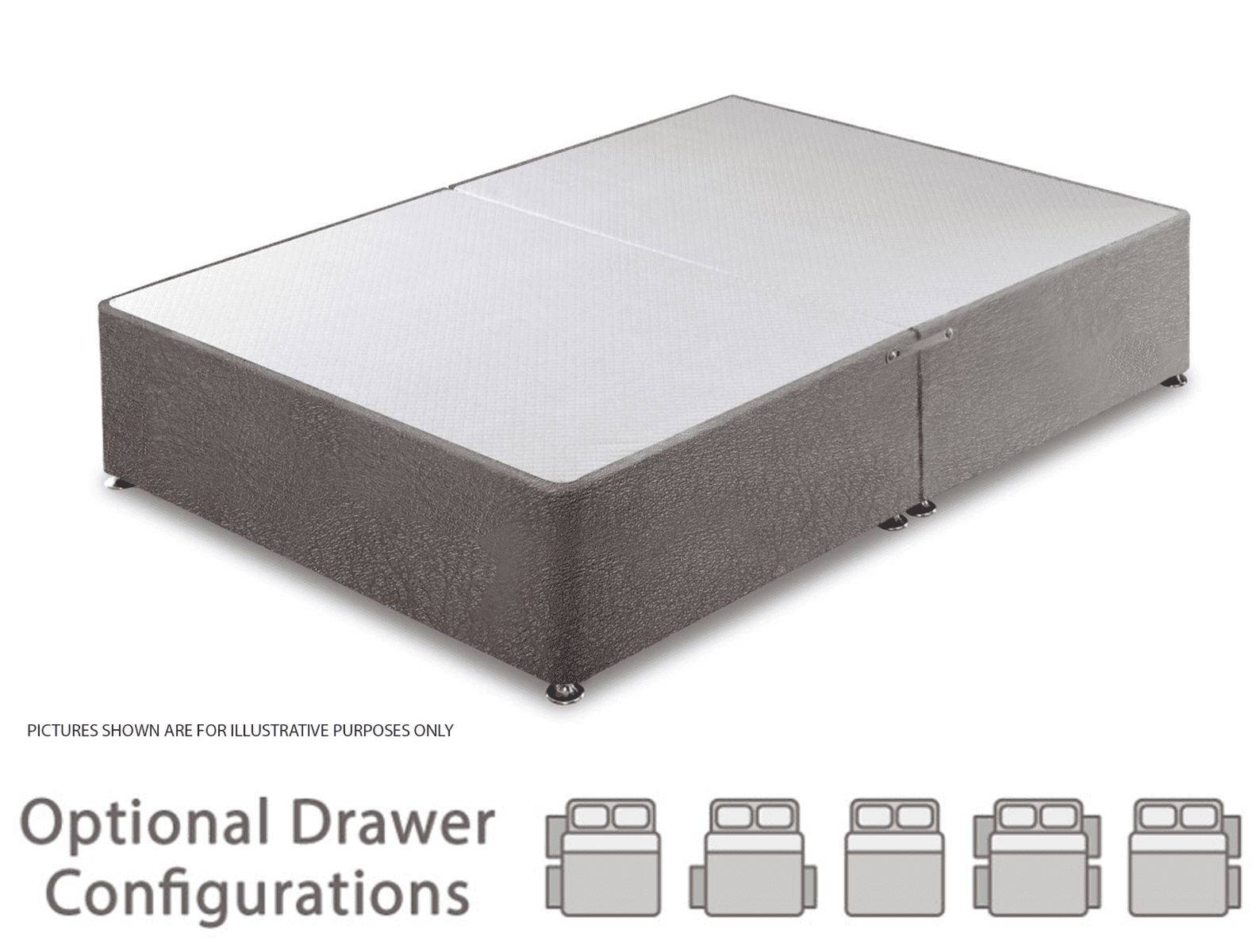 Granada 6ft Divan Base - Grey Faux Leather - Image 2
