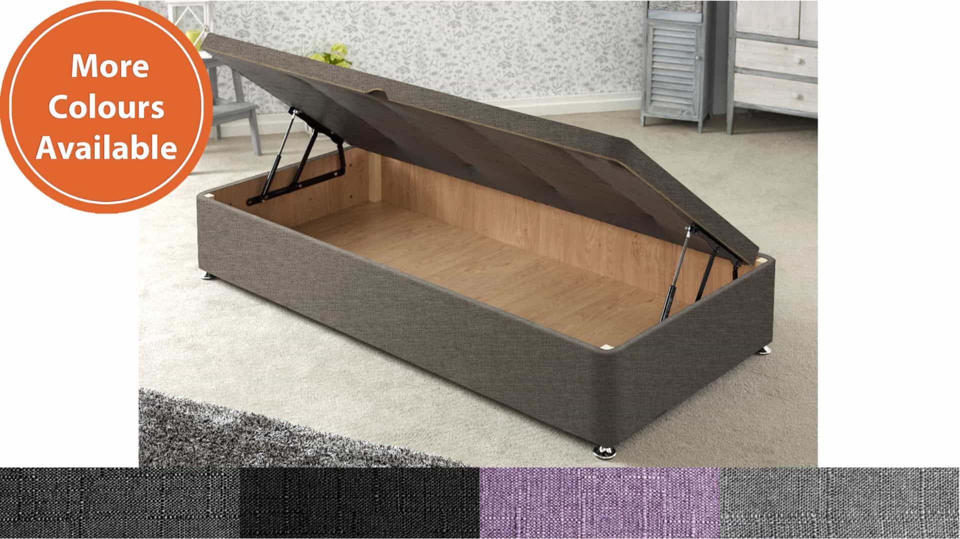 Apollo 3ft Side Opening Ottoman Base in Azzure Fabric