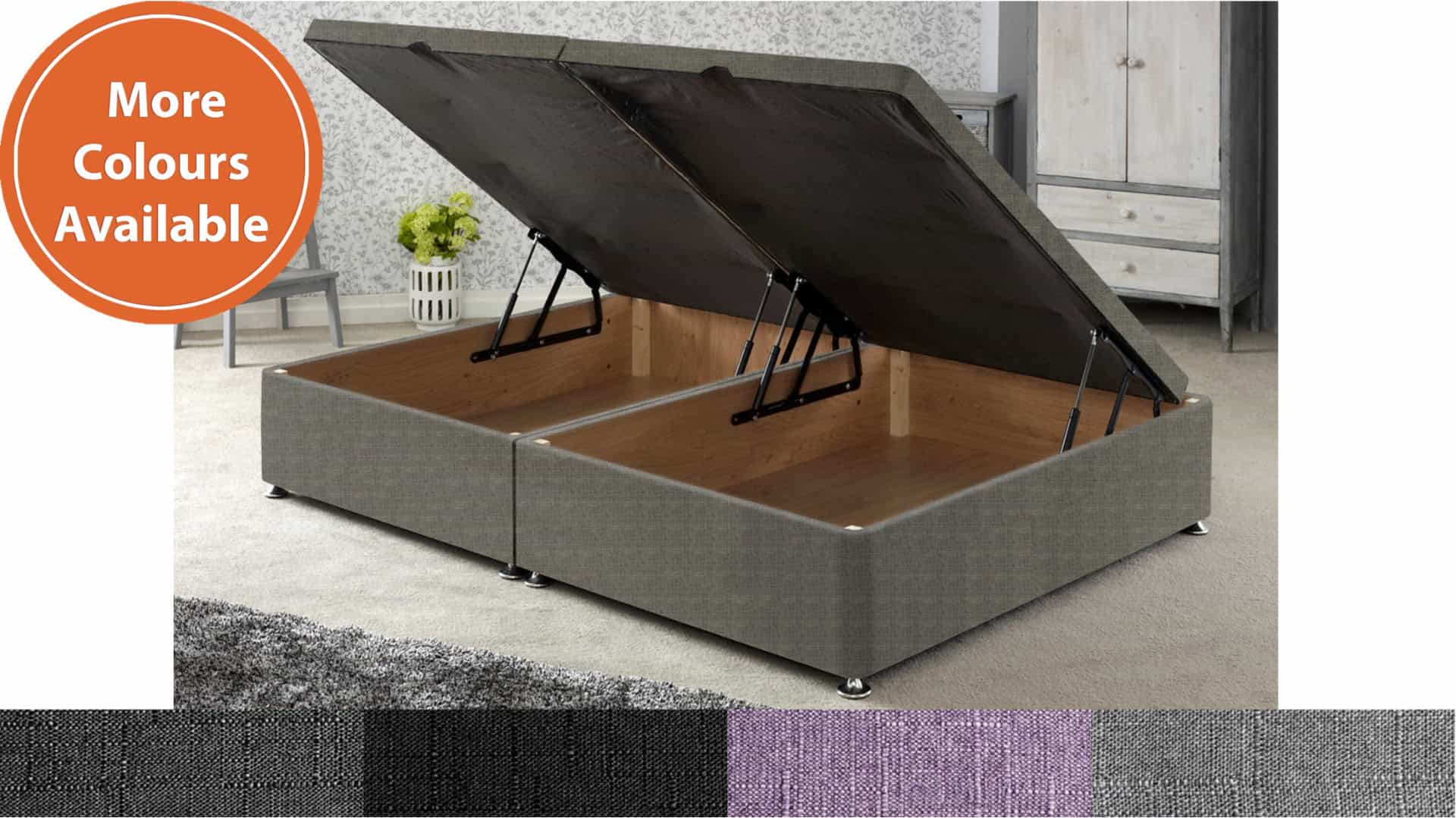 Apollo 4ft Side Opening Ottoman Base in Azzure Fabric