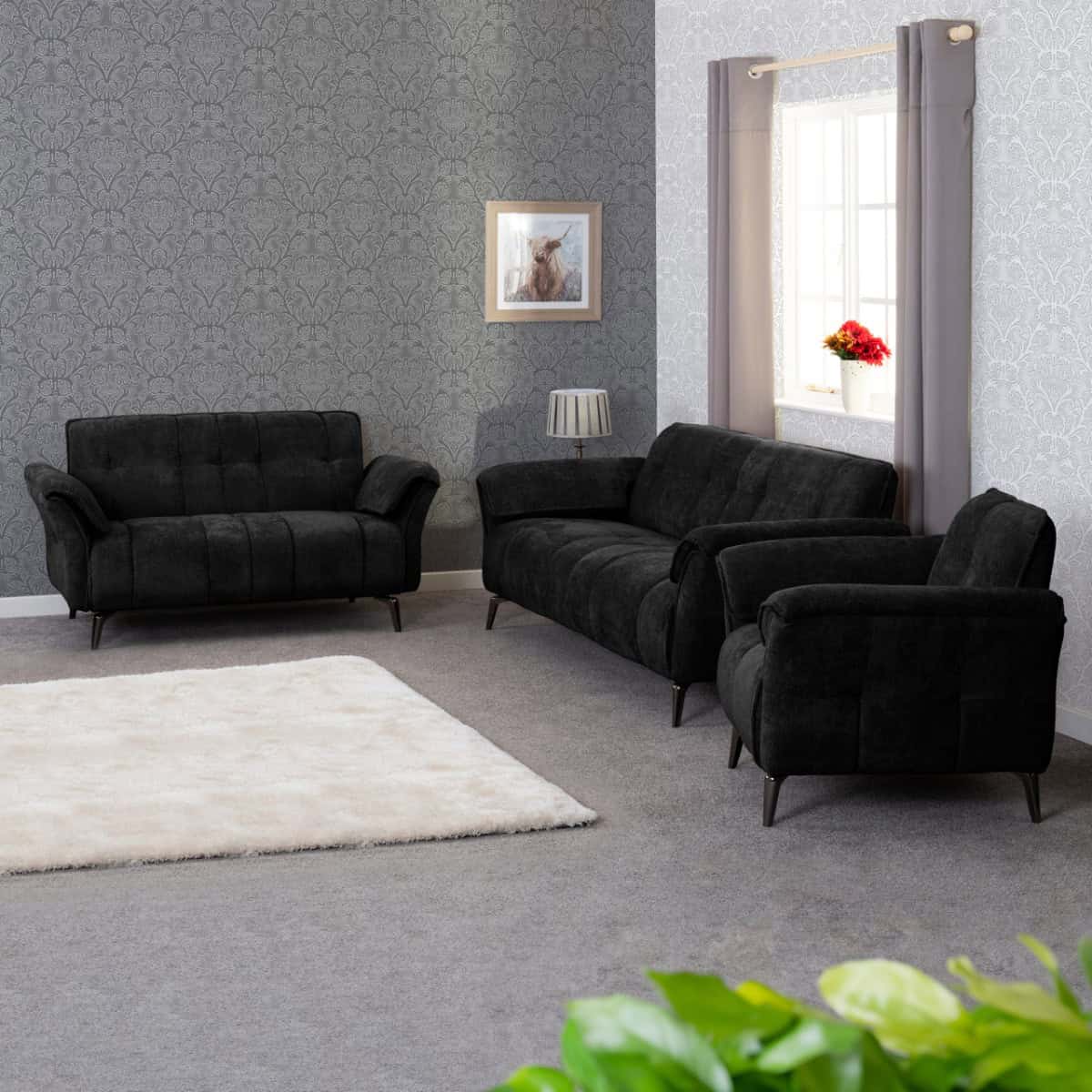 Amalfi Three Seater Sofa - Black - Image 7