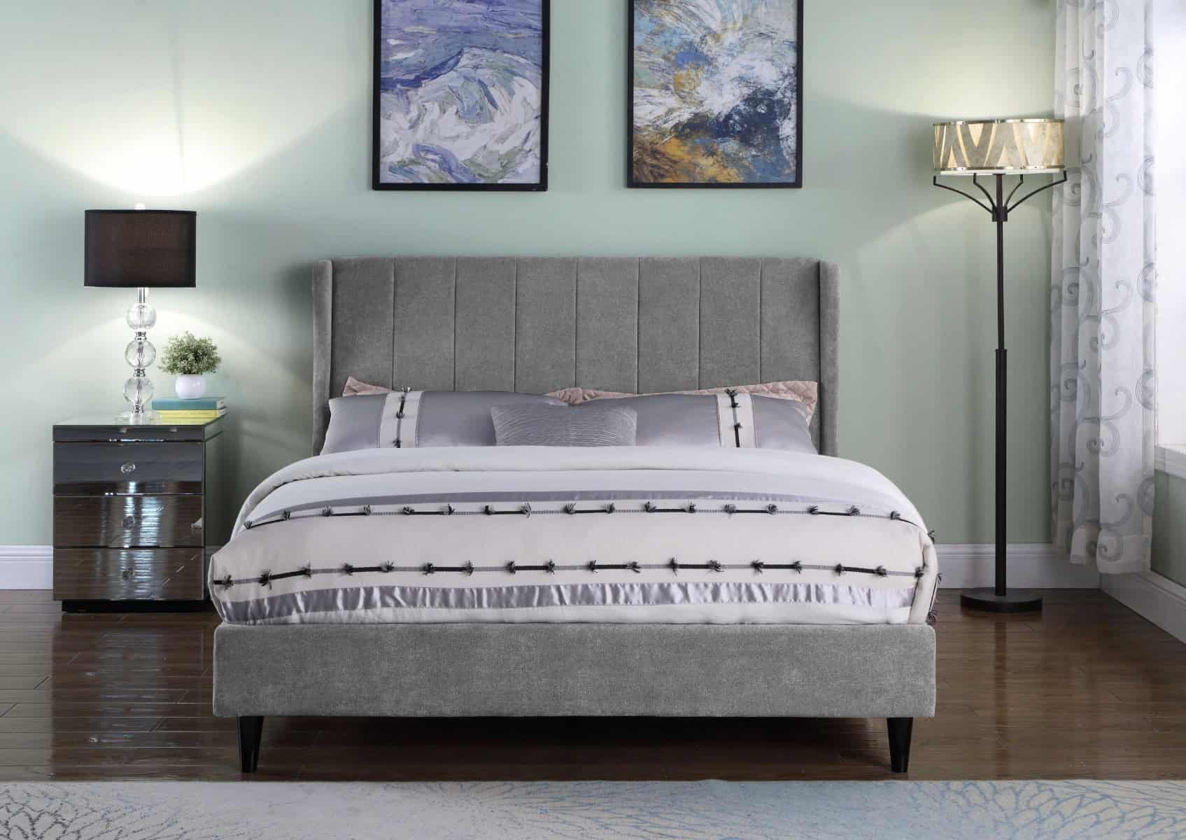 Amelia 5ft Bedframe - Dark Grey Velvet - Image 2