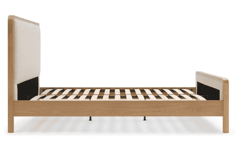 Archie 5ft Upholstered Headboard Bedframe - Oak - Image 2