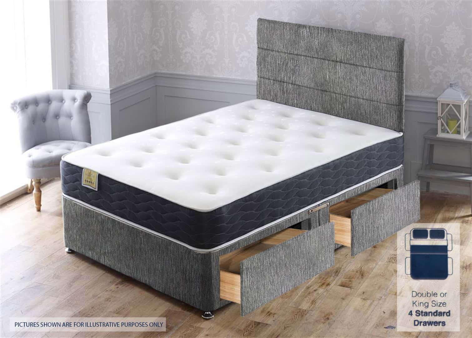 Apollo 4ft Ares Memory 4 Drawer Bed – House Grey