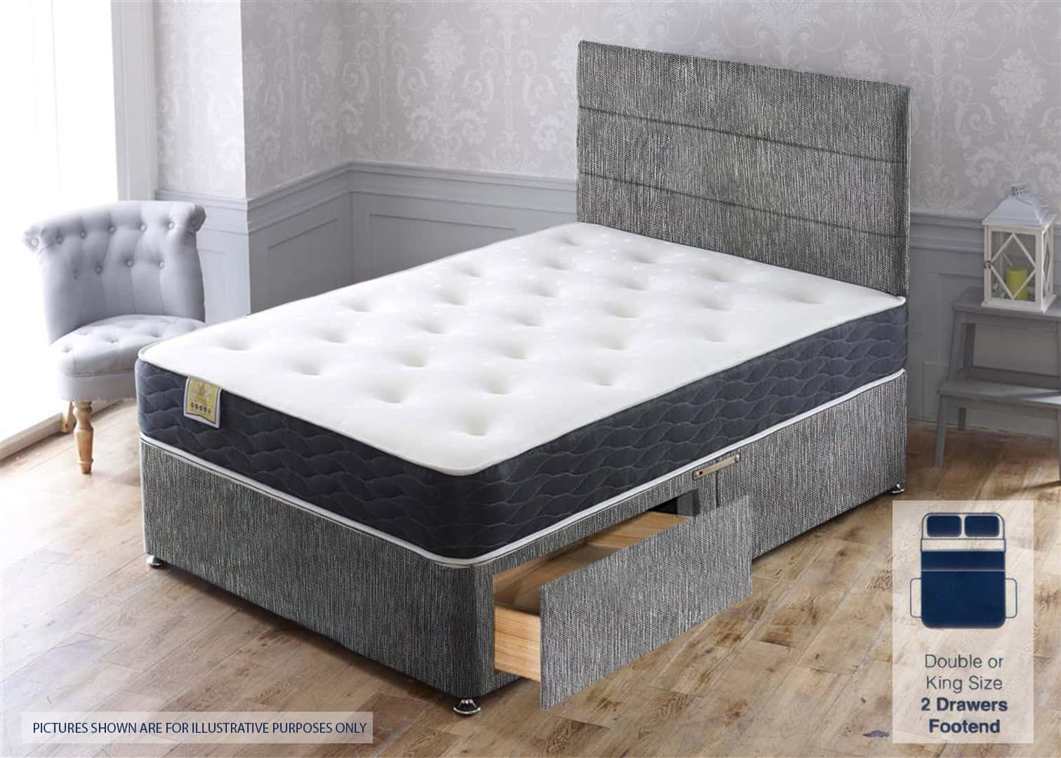 Apollo 5ft Ares Memory 2 Drawer Bed – House Grey