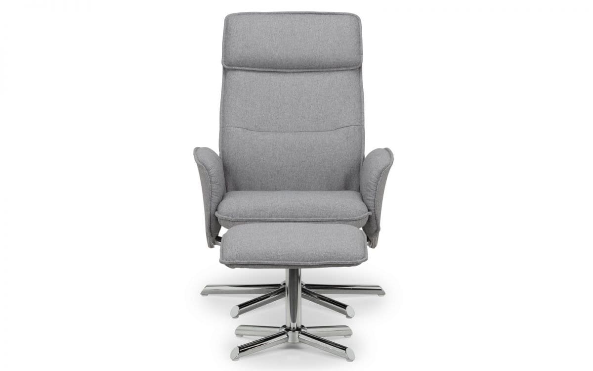 Bailey Recliner & Stool - Light Grey - Image 3