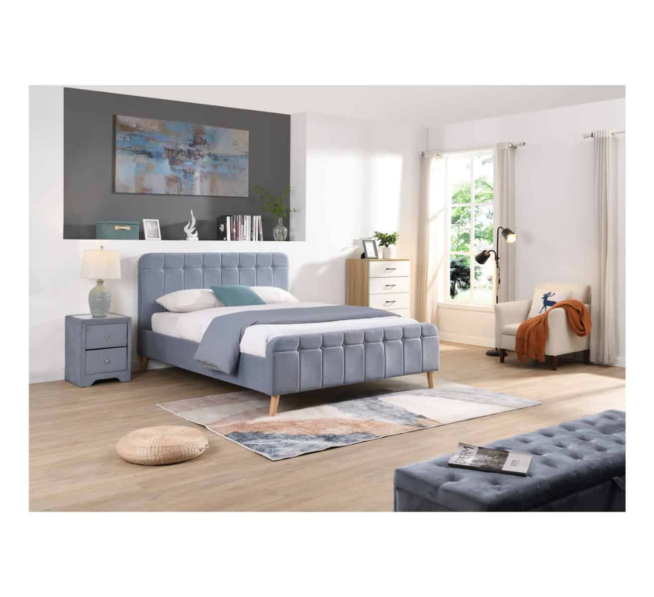 Ashley 5ft Bedframe - Sky Blue - Image 2