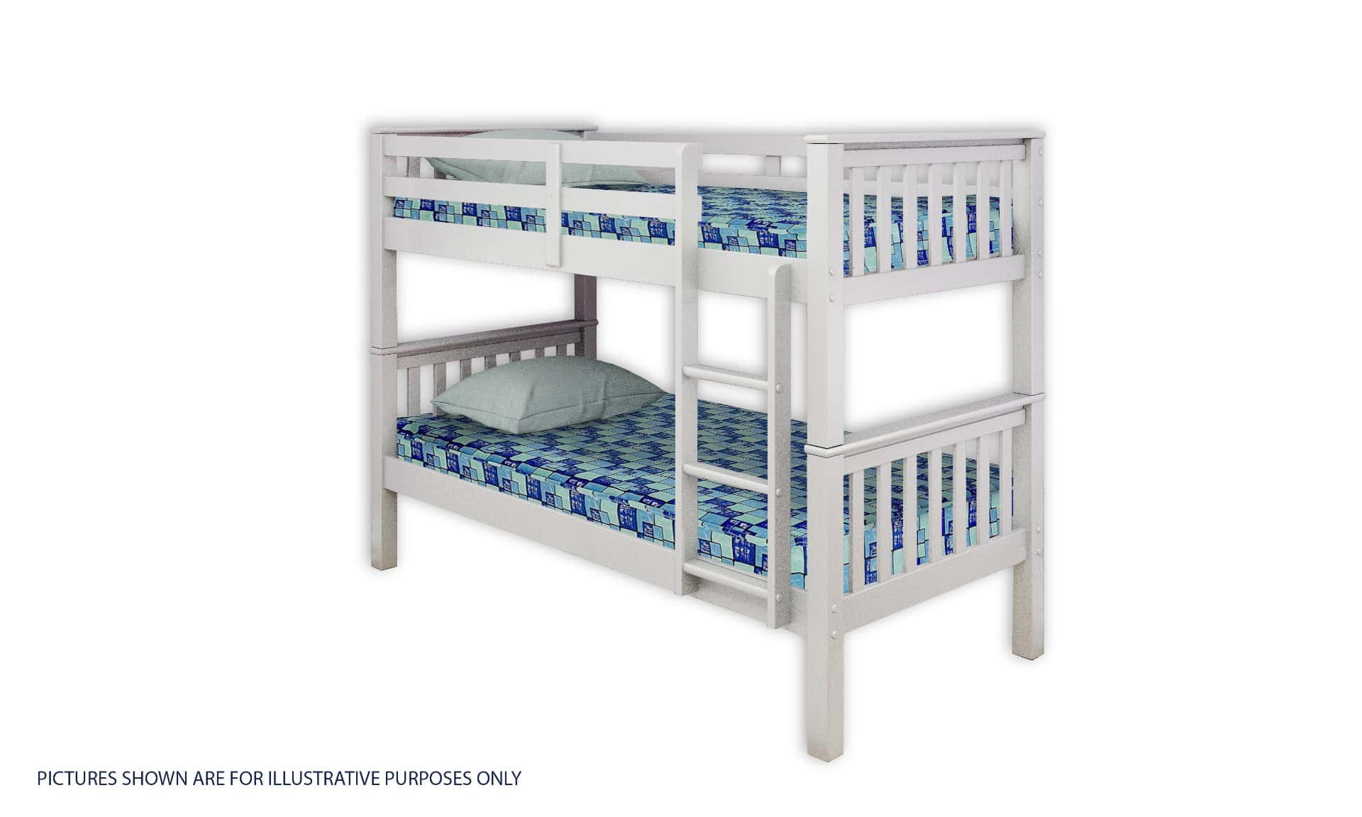 Athens Twin Bunk Bed in White with Mattresses & Duvets - Image 2