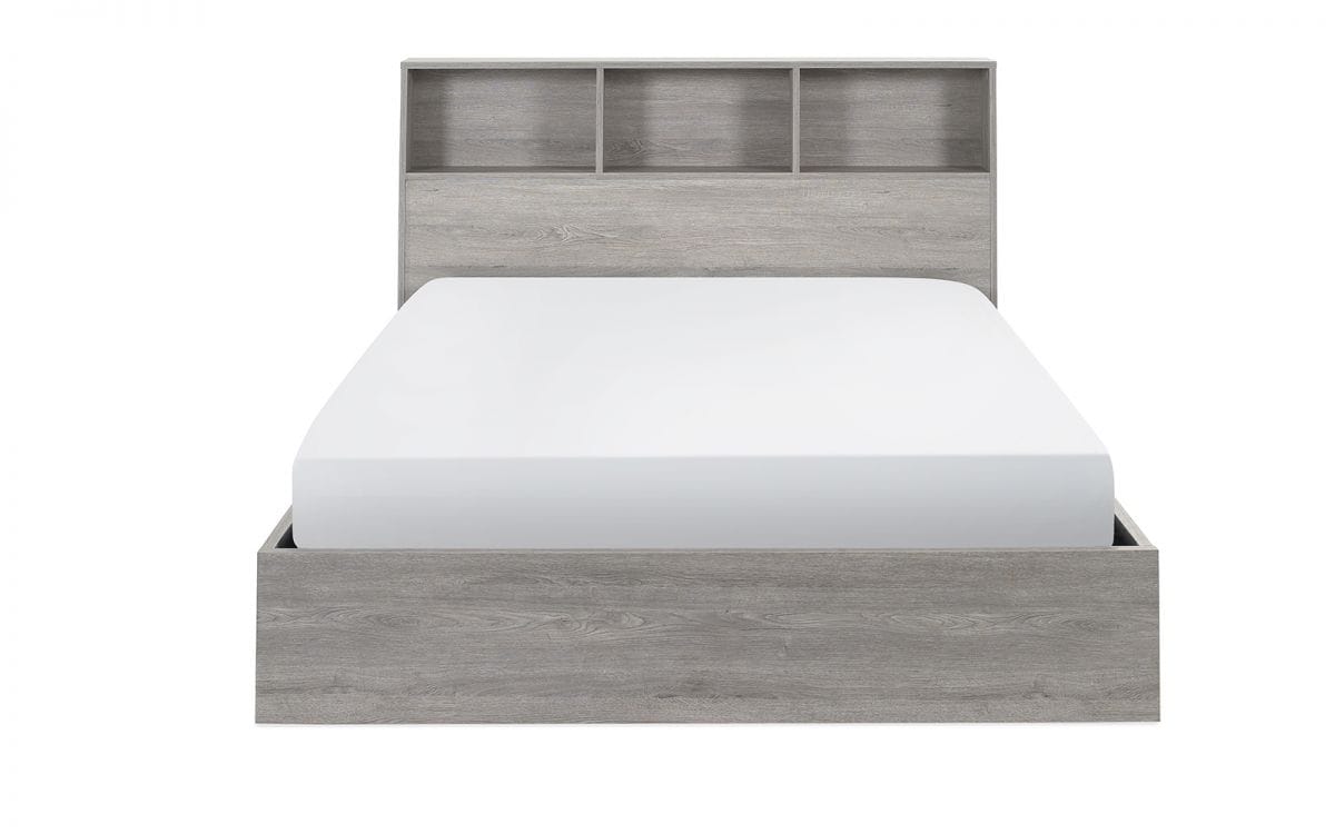 Batu 5ft Bookcase Headboard Ottoman Bed - Grey Oak - Image 9