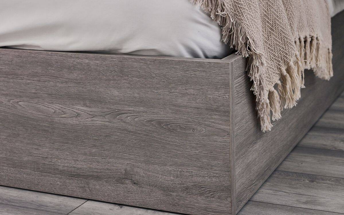 Batu 4ft6 Bookcase Headboard Ottoman Bed - Grey Oak - Image 3