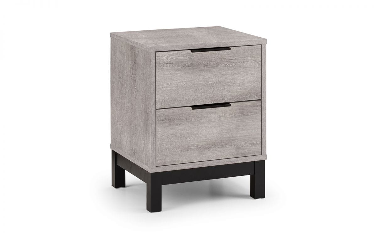 Batu 2 Drawer Bedside - Grey Oak - Image 2