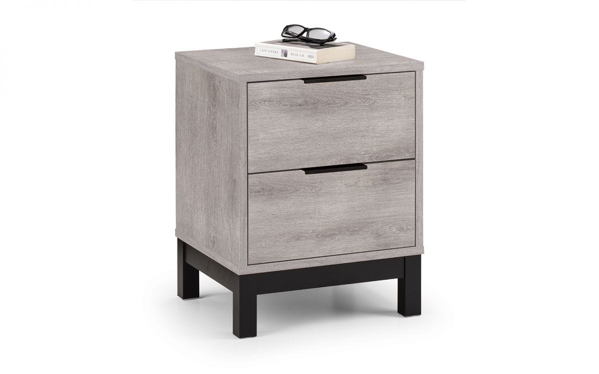 Batu 2 Drawer Bedside - Grey Oak - Image 3
