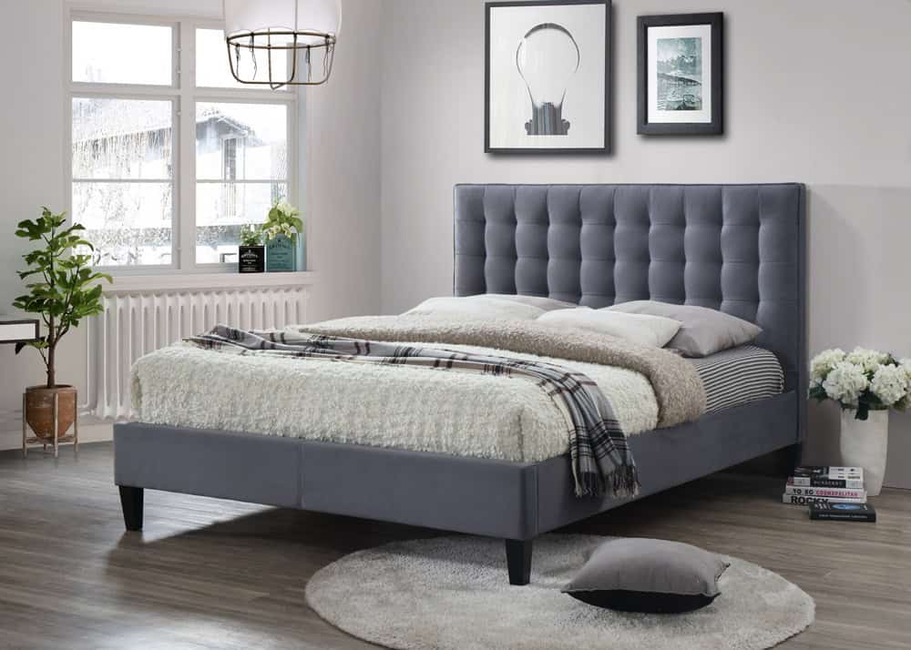 4ft6 Becky Bedframe – Grey Velvet