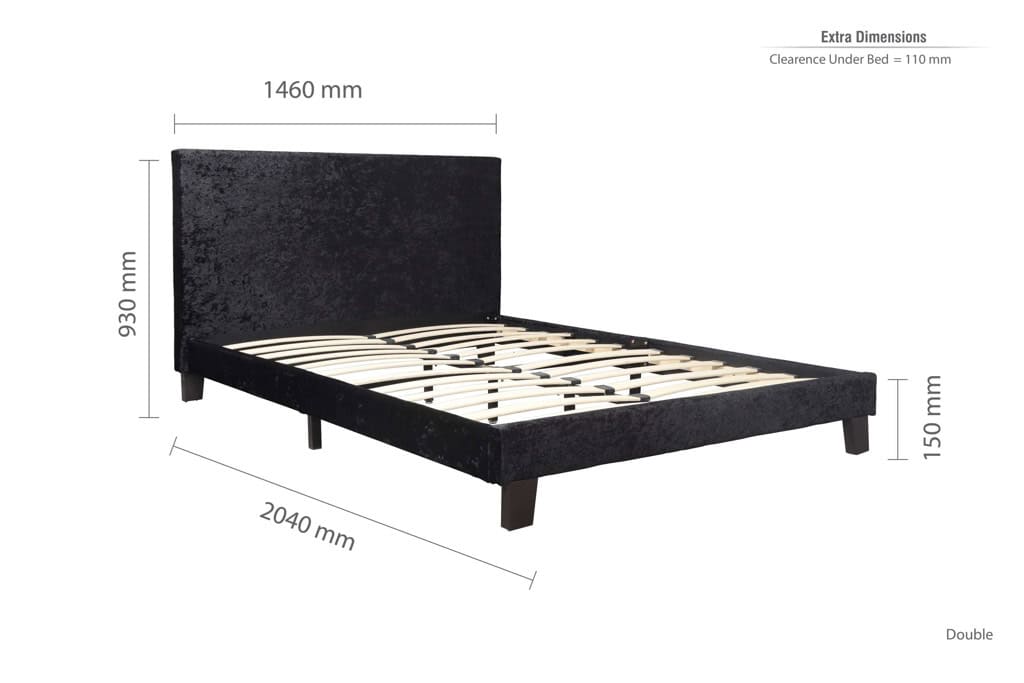 4ft Berlin Bedframe in Black Crushed Velvet - Image 6