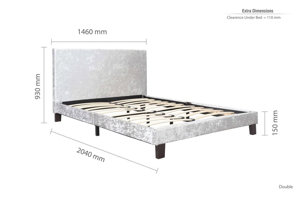 Berlin 4ft6 Bedframe in Steel Crushed Velvet - Image 6
