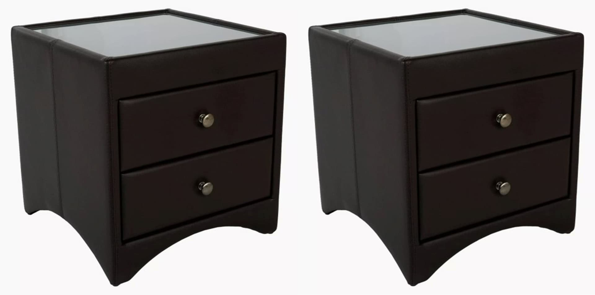 Kaydian Bon Madras 2 Drawer Bedside (Pair) – Brown Faux Leather