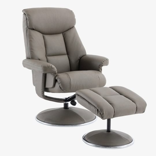 Brentwood Swivel Recliner – Grey Faux Leather