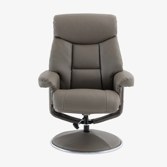 Brentwood Swivel Recliner - Grey Faux Leather - Image 2