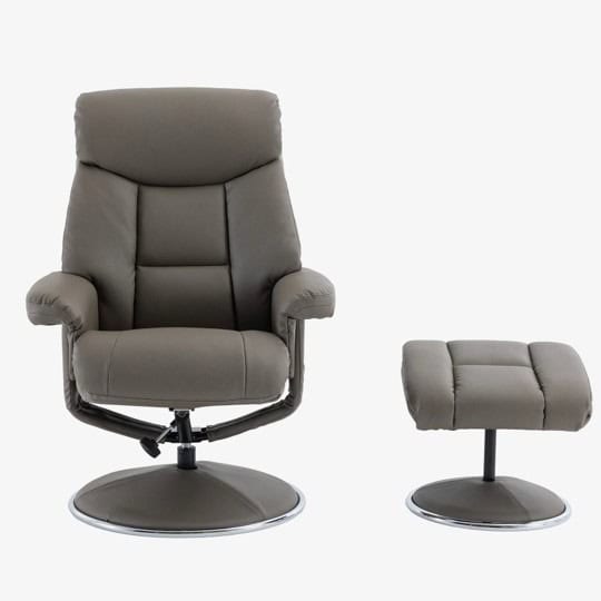 Brentwood Swivel Recliner - Grey Faux Leather - Image 9