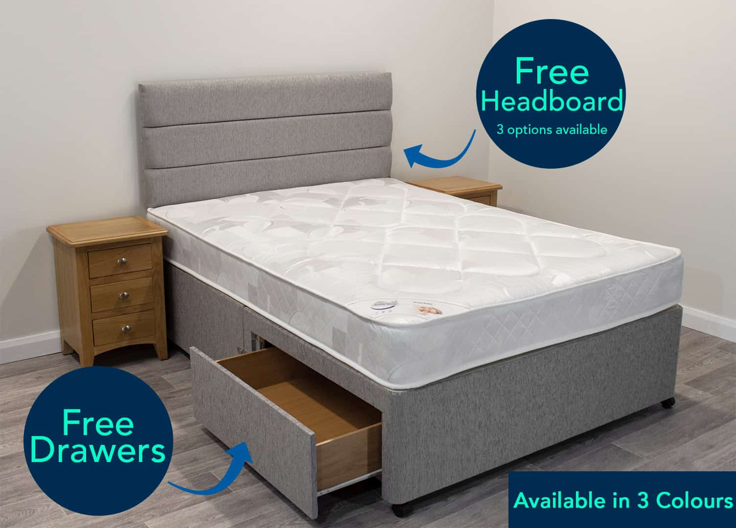 4ft Bronze Dream Mattress with 2 FREE Drawers Base & Headboard