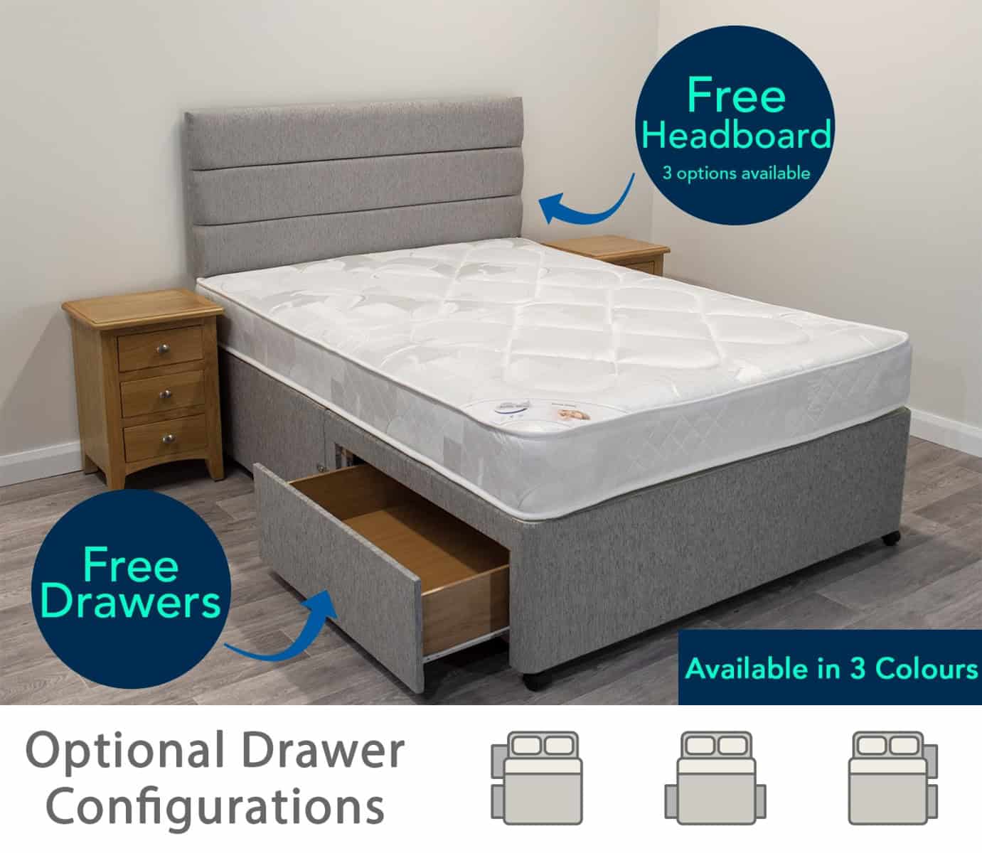 4ft Bronze Dream Mattress with 2 FREE Drawers Base & Headboard - Image 4
