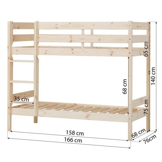 Hoppekids Shorty Bunkbed with Drawers - Natural - Image 4
