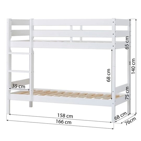 Hoppekids Shorty Bunkbed with Safety Rail - White - Image 4