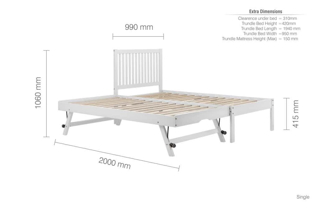 3ft Buxton Bed & Trundle - White - Image 8