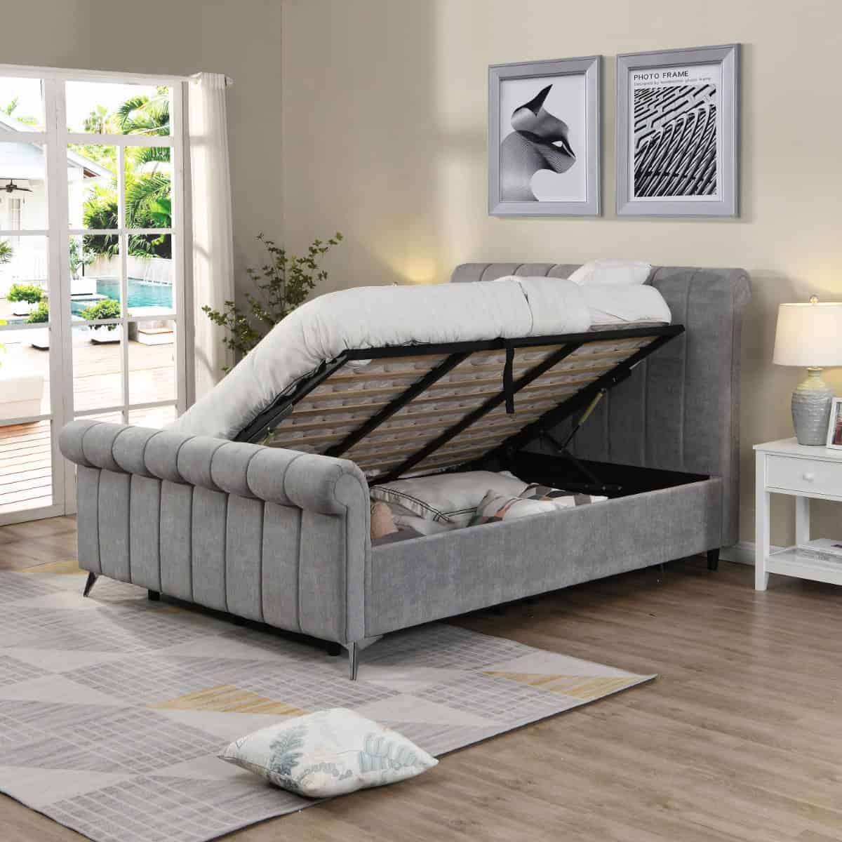 Carlow 5ft Ottoman Bedframe - Grey - Image 5