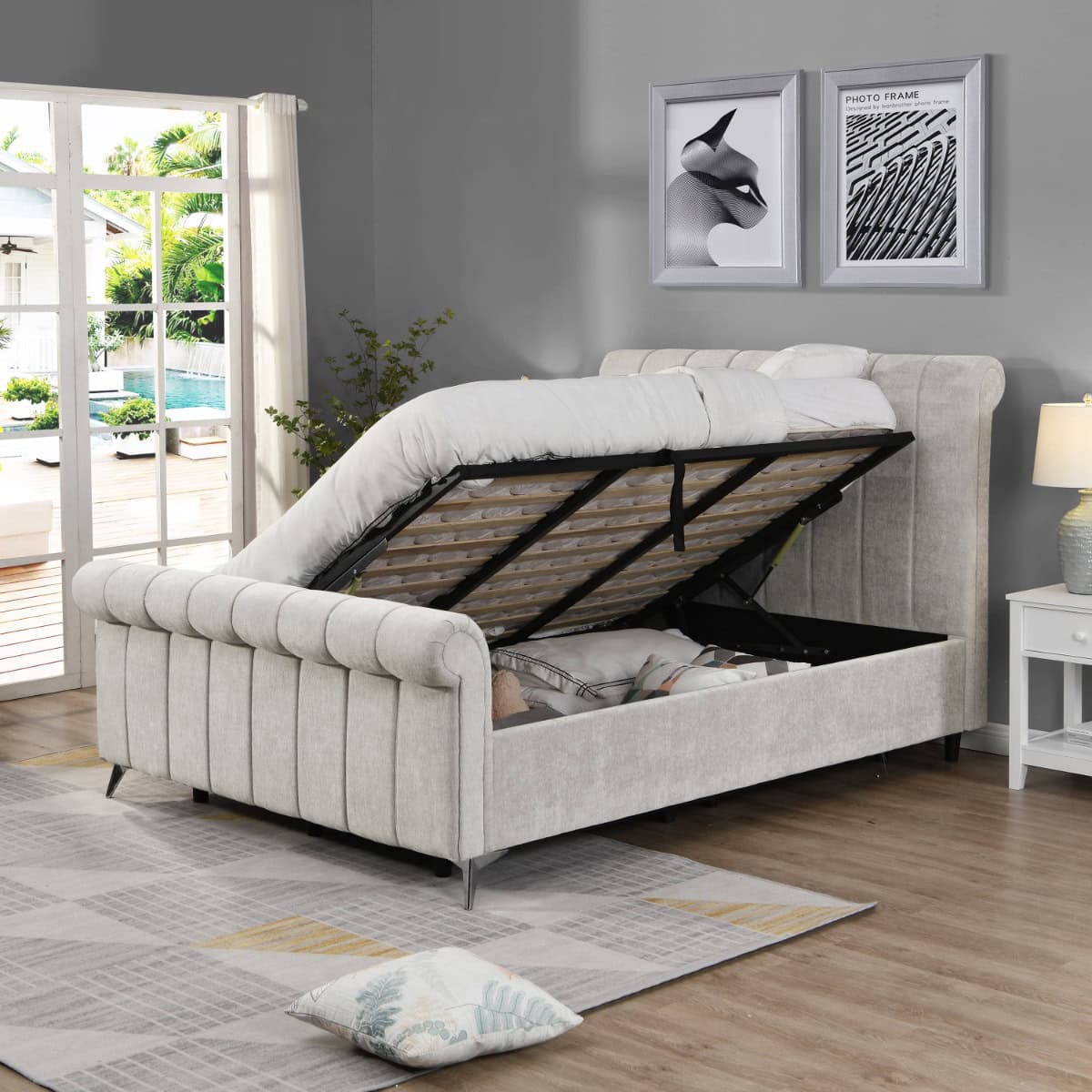 Carlow 5ft Ottoman Bedframe - Beige - Image 5