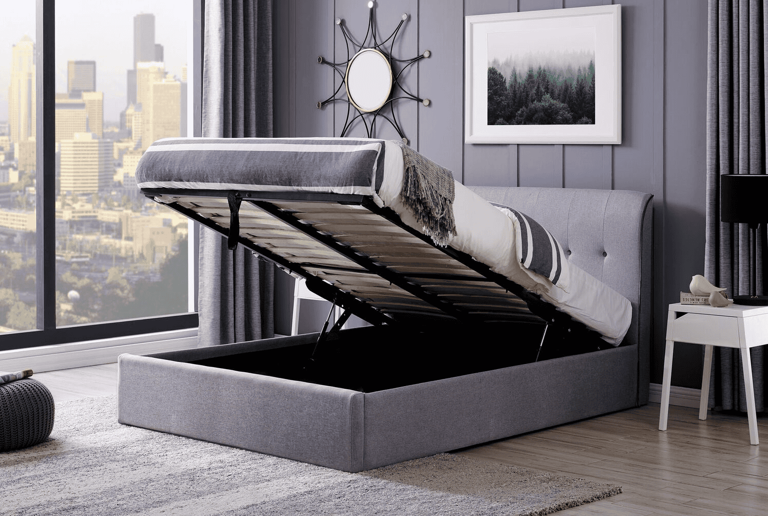 Flintshire 5ft Carmel Ottoman Bed - Linen Grey - Image 2